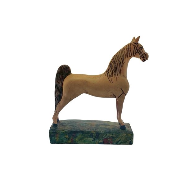 Horse Figurine Hand Carved Wood Statue Vintage Equestrian Decor - Picture 4 of 10